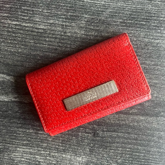 ❌sold❌GUCCI GG Key Ring Case Red Leather Authentic box ribbon dustbag NO CALLOU - Picture 10 of 11